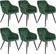 6× Židle Marilyn sametový vzhled černá, tmavě zelená/černá - Jídelní židle