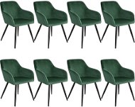8× Židle Marilyn sametový vzhled černá, tmavě zelená/černá - Jídelní židle