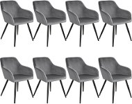 8× Židle Marilyn sametový vzhled černá, šedo, černá - Jídelní židle