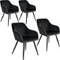 4× Židle Marilyn sametový vzhled černá, černá - Jídelní židle