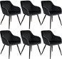 6× Židle Marilyn sametový vzhled černá, černá - Jídelní židle