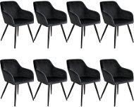 8× Židle Marilyn sametový vzhled černá, černá - Jídelní židle