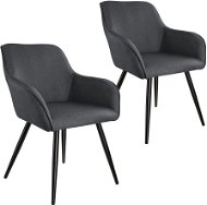 2× Židle Marilyn lněný vzhled, tmavě šedá - Jídelní židle