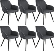 Jídelní židle 6× Židle Marilyn lněný vzhled, tmavě šedá-černá - Jídelní židle