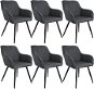6× Židle Marilyn lněný vzhled, tmavě šedá-černá - Jídelní židle