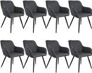 8× Židle Marilyn lněný vzhled, tmavě šedá-černá - Jídelní židle