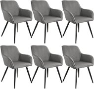 6× Židle Marilyn lněný vzhled, světle šedá/černá - Jídelní židle