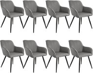 8× Židle Marilyn lněný vzhled, světle šedá/černá - Jídelní židle