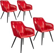 4× Stolička Marilyn umelá koža, červená/čierna - Jedálenská stolička