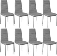 8× Jídelní židle, syntetická kůže, šedá - Jídelní židle