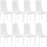 8× Jedálenská stolička, ozdobné kamienky, biela - Jedálenská stolička