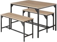 Sestava stolu a laviček Bolton 2+1 Industrial světlé dřevo, dub Sonoma - Jídelní set
