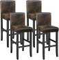 4 Barové židle dřevěné vintage hnědé - Barová židle