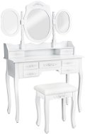 Kozmetický toaletný stolík Barok zrkadlá a stolička biely - Toaletný stolík