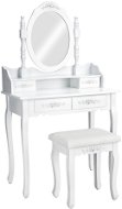 Kozmetický toaletný stolík Barok zrkadlo a stolička biely - Toaletný stolík