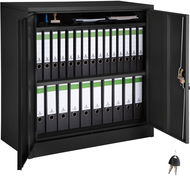 Kancelářská skříň Tectake Kovová archivační skříň na spisy 3 přihrádky 90x40x90 cm, černá - Kancelářská skříň