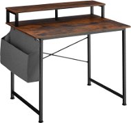 Tectake Writing desk with shelf and fabric storage box, Industrial dark wood,120 cm - Desk