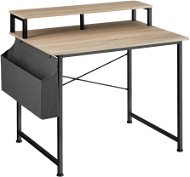 Tectake Písací stôl s policou a látkovým úložným boxom, Industrial svetlé drevo, dub Sonoma,120 cm - Písací stôl