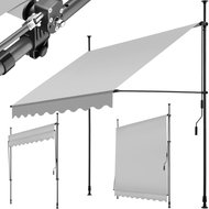 Tectake Upínací markýza s ruční klikou, výškově nastavitelná 200 × 180 cm, světle šedá - Awning
