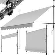 Tectake Clamping awning with hand crank, height adjustable 300 × 180 cm, light grey - Awning