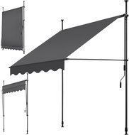 Tectake Upínací markýza s ruční klikou, výškově nastavitelná 150 × 180 cm, černá/šedá - Awning