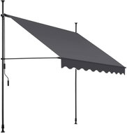 Tectake Upínací markýza s ruční klikou, výškově nastavitelná 200 × 180 cm, černá/šedá - Awning