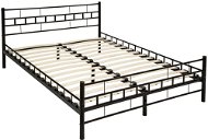 Kovová posteľ dvojlôžková vrátane lamelových roštov – 200 × 140 cm, čierna - Posteľ