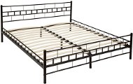 Kovová posteľ dvojlôžková vrátane lamelových roštov – 200 × 180 cm ,čierna - Posteľ