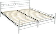 Kovová postel dvoulůžková včetně lamelových roštů - 200 × 180 cm,bílá - Postel