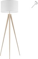 TecTake Stojací lampa Lunaris, textilní stínidlo, trojnožka, hnědá - Stojací lampa