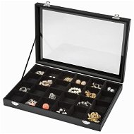Tectake Šperkovníce s proskleným víkem a 24 oddíly - černá - Jewellery Box