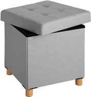 Taburet Alea čalouněný, lněný vzhled s úložným prostorem, světle šedá - Ottoman