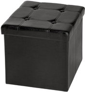 Taburet skládací s úložným prostorem z umělé kůže 38×38×38cm, černá - Ottoman