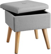 Taburet Elva čalouněný, lněný vzhled s úložným prostorem, světle šedá - Ottoman