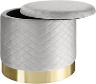 Taburet Coco čalouněný, sametový vzhled s úložným prostorem, světle šedá - Ottoman