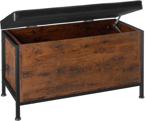 Seating chest with padding Calico 81,5×41,5×50,5 cm, Industrial dark wood - Ottoman - Main image
