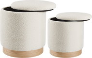 TecTake Set of 2 seating stools Orchide boucle, padded, with storage space - Ottoman