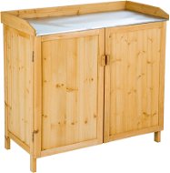 TECTAKE Skříň zahradní, dřevěná, hnědá 95 × 98 × 48 cm - Garden Storage Cabinet
