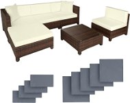 Tectake - Záhradný ratanový nábytok s hliníkovým rámom vr. návlečiek v 2 farbách, čierny/hnedý - Záhradný nábytok