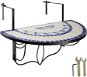 Tectake Skladací stôl na balkón s mozaikou, biela / modrá - Záhradný stôl
