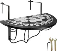 Tectake Skladací stôl na balkón s mozaikou, čierna/biela - Záhradný stôl