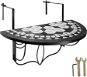 Tectake Skladací stôl na balkón s mozaikou, čierna/biela - Záhradný stôl