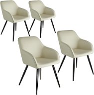 TecTake 4 Židle Marilyn Stoff - krémová/černá - Jídelní židle