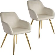 TecTake 2× Židle Marilyn sametový vzhled zlatá - krémová/zlatá - Jedálenská stolička