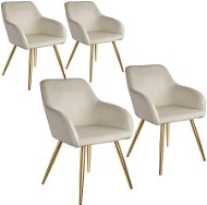 TecTake 4× Židle Marilyn sametový vzhled zlatá - krémová/zlatá - Jídelní židle