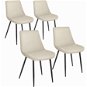 TecTake Sada 4 židlí Monroe v sametovém vzhledu - krémová - Jedálenská stolička