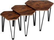 TecTake Odkládací stolek Torquay – set - Industrial tmavé dřevo - Odkladací stolík
