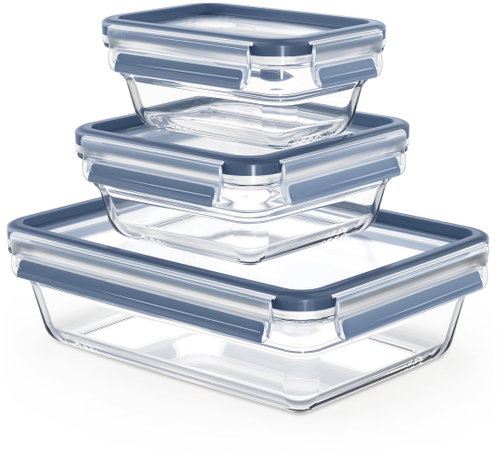 Tefal Masterseal Glass Set of 3 Food Containers 0.45L, 0.8L, 2L N10522 - Food Container Set - Main image