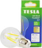 Tesla Filament A class, E27, 2W, 420lm, 2700K teplá bílá, 360st, čirá, 230V, 25 000h - LED žárovka