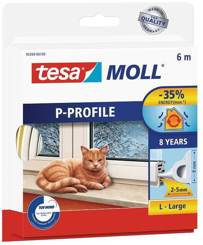 tesamoll Rubber Seal, White, P Profile, 25m - Window Seals - Main image